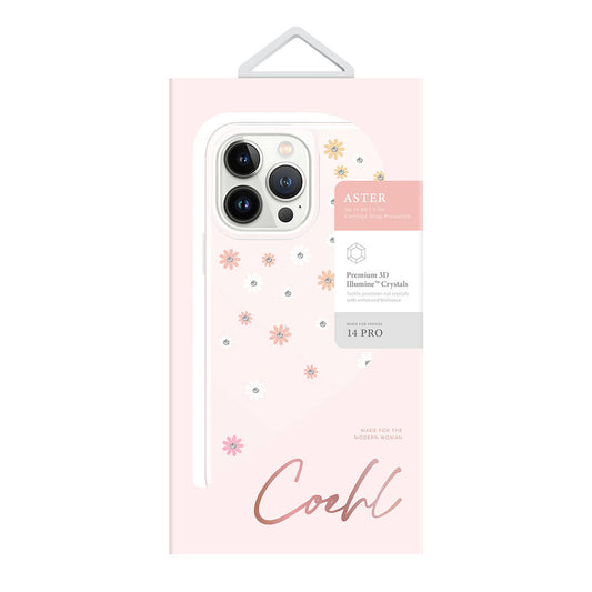 iPhone 14 Pro Kılıf Çiçek Desenli Taşlı Coehl Aster Kapak