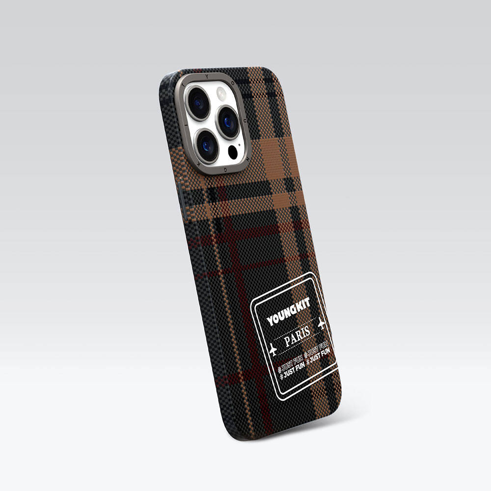 iPhone 14 Pro Kılıf Ekose Desenli Youngkit Gezhi Serisi Kapak