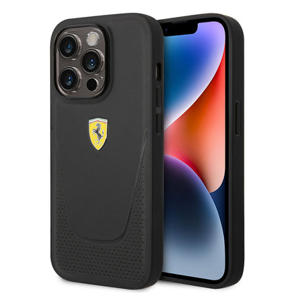 iPhone 14 Pro Kılıf Ferrari Deri Delikli Dizayn Kapak