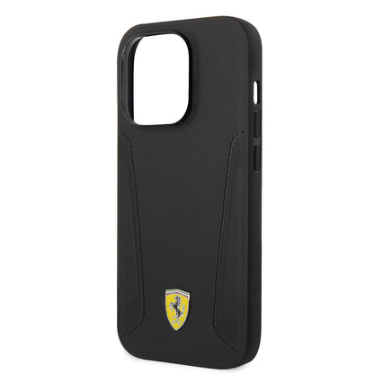 iPhone 14 Pro Kılıf Ferrari M-safe Şarj Özellikli Deri Kenarları Damgalı Dizayn Kapak