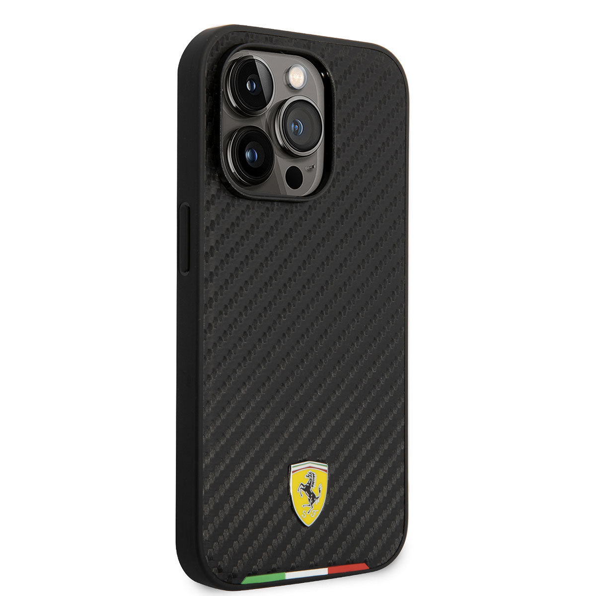 iPhone 14 Pro Kılıf Ferrari M-safe Şarj Özellikli Karbon İtalyan Bayrak Dizayn Kapak