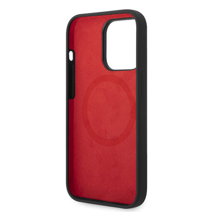 iPhone 14 Pro Kılıf Ferrari M-safe Şarj Özellikli Silikon Metal Logo Dizayn Kapak