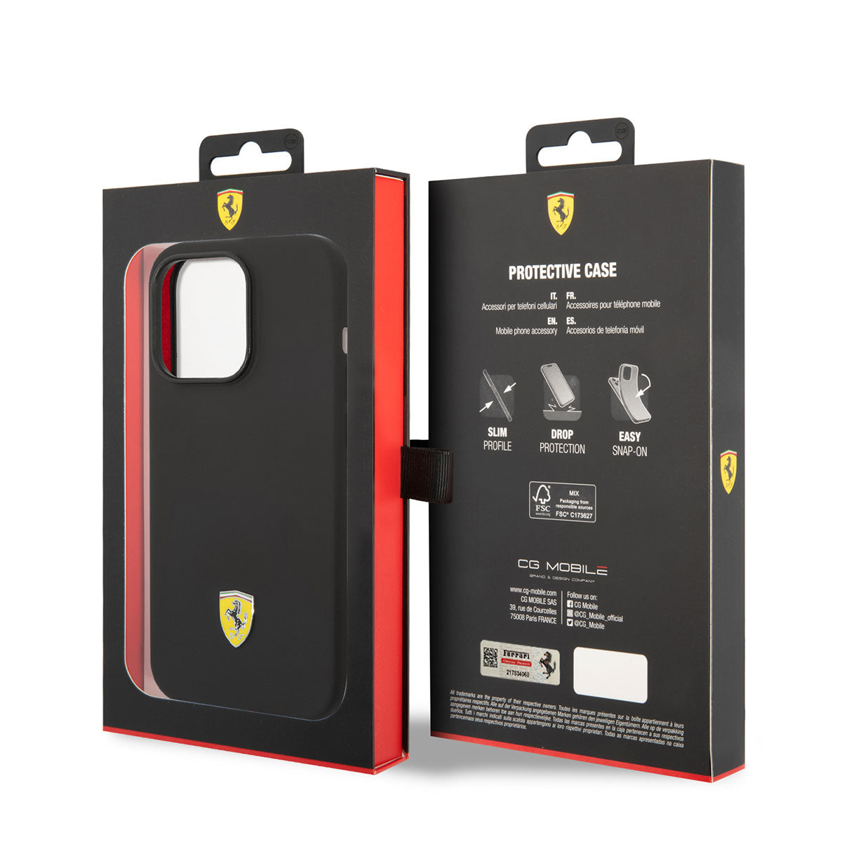 iPhone 14 Pro Kılıf Ferrari M-safe Şarj Özellikli Silikon Metal Logo Dizayn Kapak