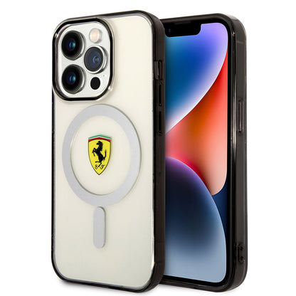 iPhone 14 Pro Kılıf Ferrari M-safe Şarj Özellikli Transparan Dizayn Kapak