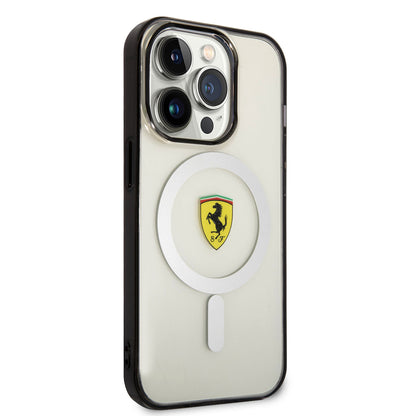iPhone 14 Pro Kılıf Ferrari M-safe Şarj Özellikli Transparan Dizayn Kapak