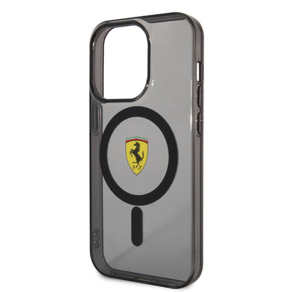 iPhone 14 Pro Kılıf Ferrari M-safe Şarj Özellikli Yarı Transparan Dizayn Kapak