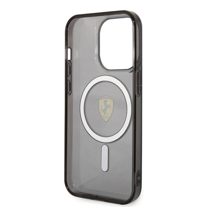 iPhone 14 Pro Kılıf Ferrari M-safe Şarj Özellikli Yarı Transparan Dizayn Kapak