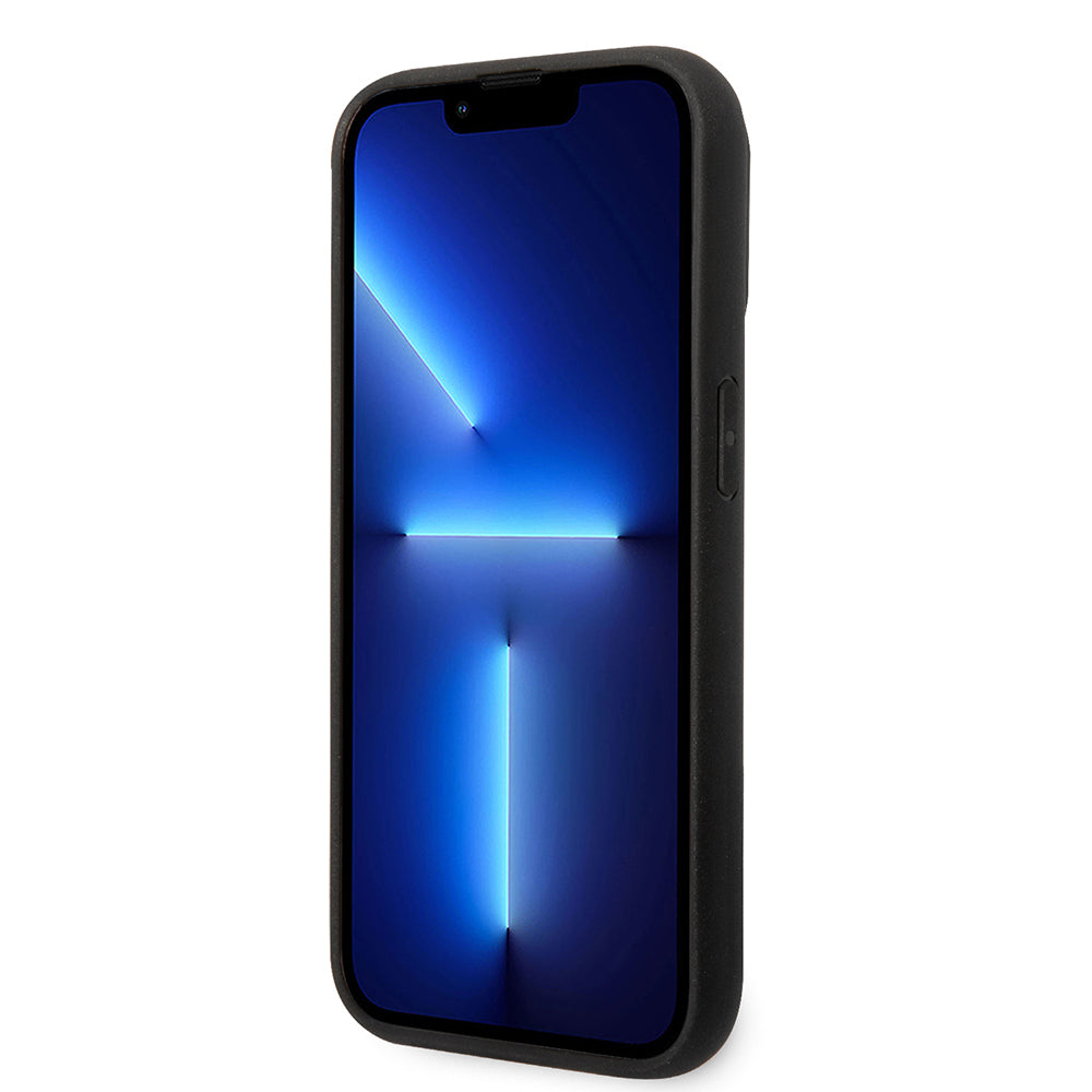iPhone 14 Pro Kılıf Ferrari Orjinal Lisanlı Klasik Metal Logolu Karbon Şerit Desenli Kapak