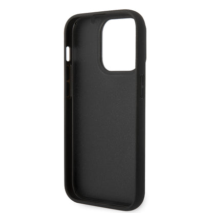 iPhone 14 Pro Kılıf Ferrari Orjinal Lisanlı Klasik Metal Logolu Karbon Şerit Desenli Kapak