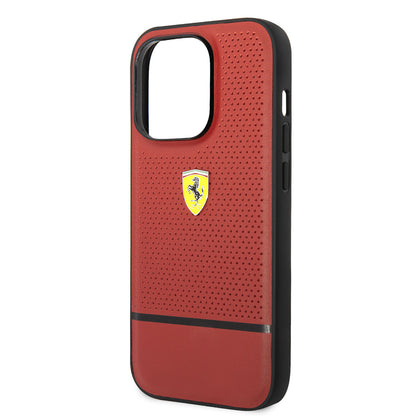 iPhone 14 Pro Kılıf Ferrari Orjinal Lisanslı Deri Delikli Ve Çizgili Dizayn Kapak