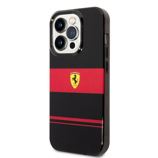 iPhone 14 Pro Kılıf Ferrari Orjinal Lisanslı M-safe Şarj Özellikli Yatay Çizgili Dizayn Kapak