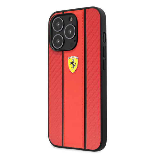 iPhone 14 Pro Kılıf Ferrari PU Deri Ve Karbon Dizayn Kapak