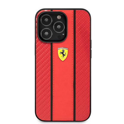 iPhone 14 Pro Kılıf Ferrari PU Deri Ve Karbon Dizayn Kapak