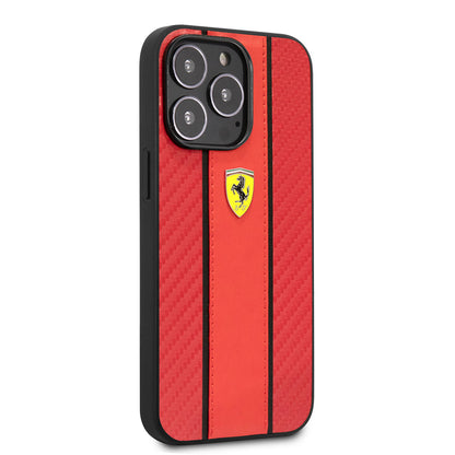 iPhone 14 Pro Kılıf Ferrari PU Deri Ve Karbon Dizayn Kapak
