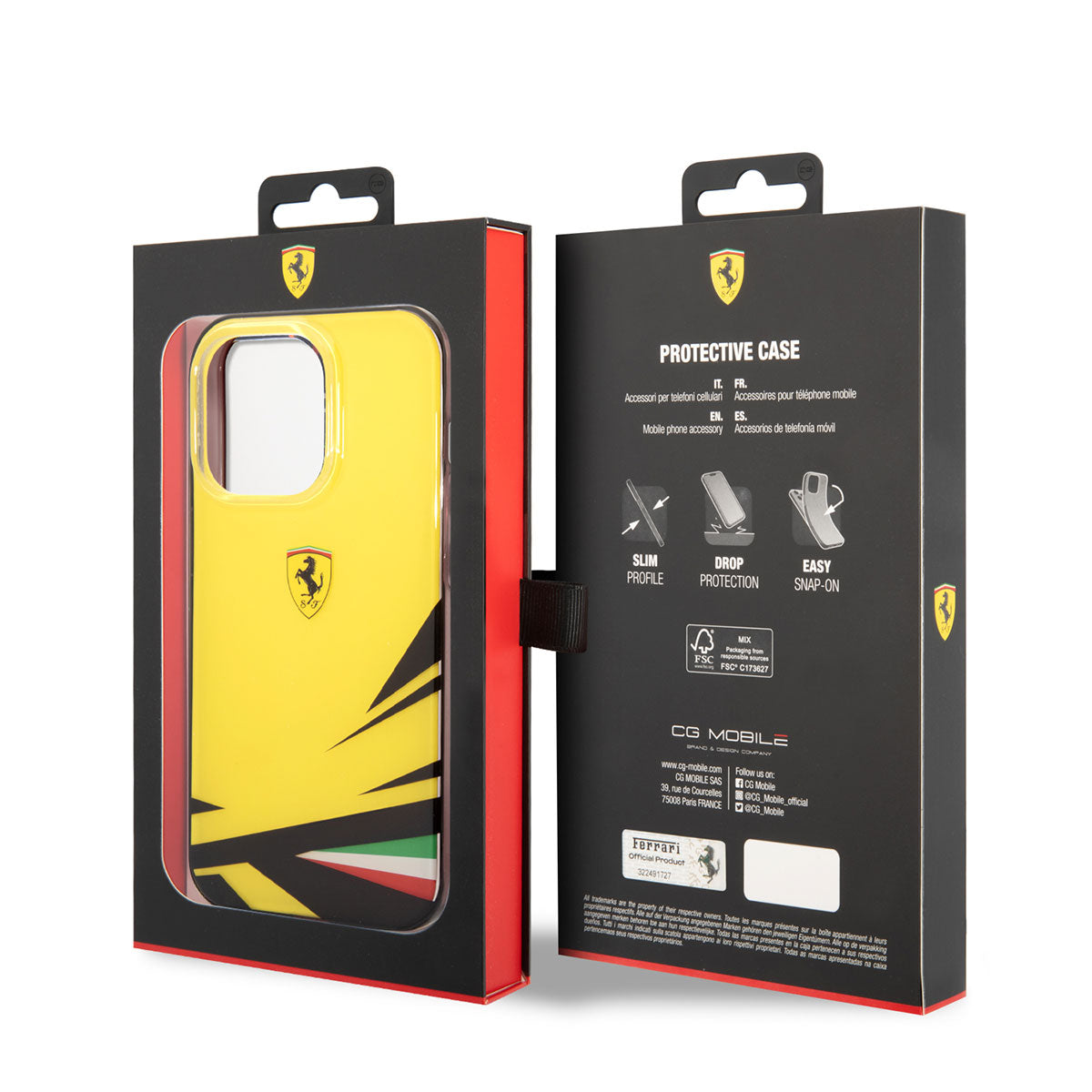 iPhone 14 Pro Kılıf Ferrari Sarı İtalyan Bayrak Baskılı Dizayn Kapak
