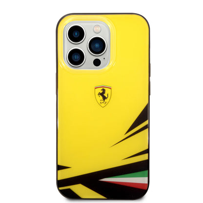 iPhone 14 Pro Kılıf Ferrari Sarı İtalyan Bayrak Baskılı Dizayn Kapak
