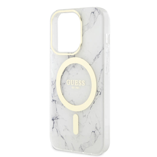 iPhone 14 Pro Kılıf GUESS M-safe Şarj Özellikli Mermer Desenli Kapak