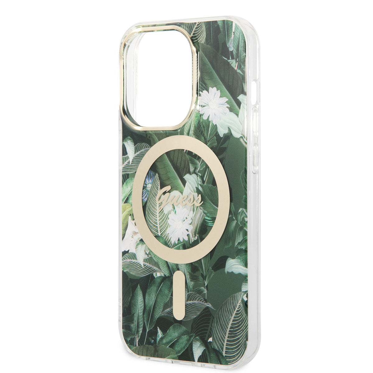 iPhone 14 Pro Kılıf GUESS M-safe Şarj Özellikli Yaprak Desenli M-safe Şarj Kablolu Kapak
