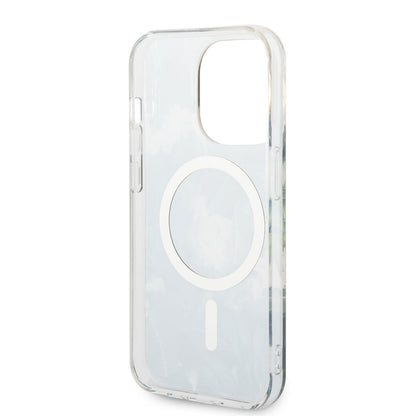 iPhone 14 Pro Kılıf GUESS M-safe Şarj Özellikli Yaprak Desenli M-safe Şarj Kablolu Kapak
