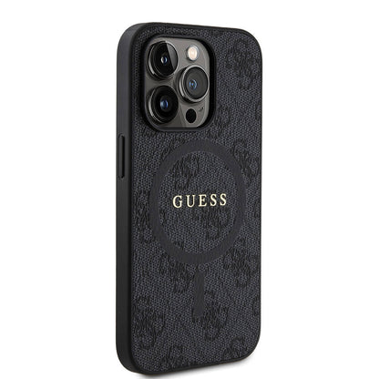 iPhone 14 Pro Kılıf Guess Orjinal Lisanslı M-safe Şarj Özellikli PU Halkalı 4G Desenli Yazı Logolu Kapak