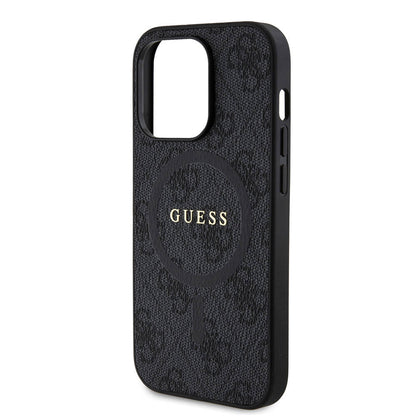 iPhone 14 Pro Kılıf Guess Orjinal Lisanslı M-safe Şarj Özellikli PU Halkalı 4G Desenli Yazı Logolu Kapak