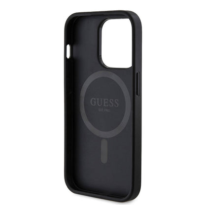 iPhone 14 Pro Kılıf Guess Orjinal Lisanslı M-safe Şarj Özellikli PU Halkalı 4G Desenli Yazı Logolu Kapak