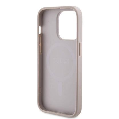 iPhone 14 Pro Kılıf Guess Orjinal Lisanslı M-safe Şarj Özellikli PU Halkalı 4G Desenli Yazı Logolu Kapak