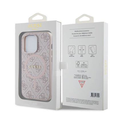 iPhone 14 Pro Kılıf Guess Orjinal Lisanslı M-safe Şarj Özellikli PU Halkalı 4G Desenli Yazı Logolu Kapak