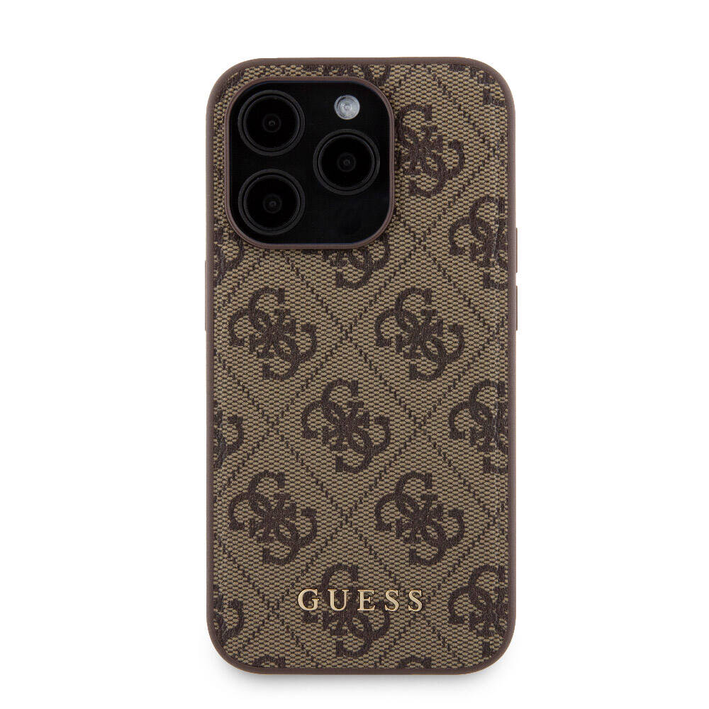 iPhone 14 Pro Kılıf Guess Orjinal Lisanslı M-safe Şarj Özellikli Yazı Logolu 4G Desenli Kapak + Powerbank 5000mAh 2in1 Set
