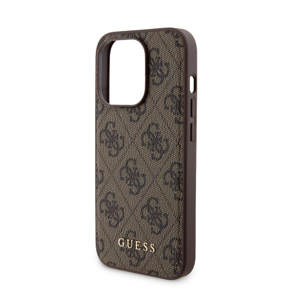 iPhone 14 Pro Kılıf Guess Orjinal Lisanslı M-safe Şarj Özellikli Yazı Logolu 4G Desenli Kapak + Powerbank 5000mAh 2in1 Set