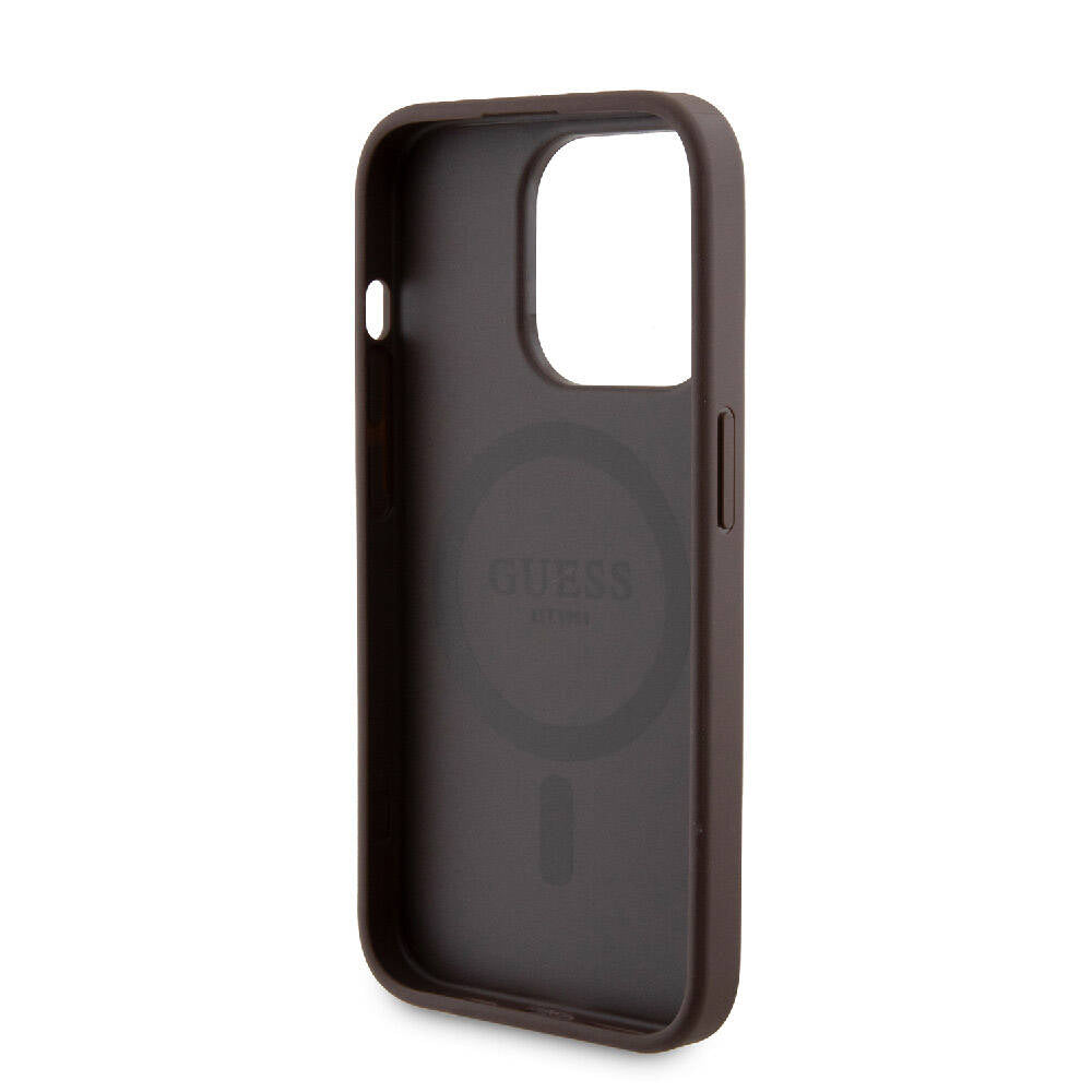iPhone 14 Pro Kılıf Guess Orjinal Lisanslı M-safe Şarj Özellikli Yazı Logolu 4G Desenli Kapak + Powerbank 5000mAh 2in1 Set