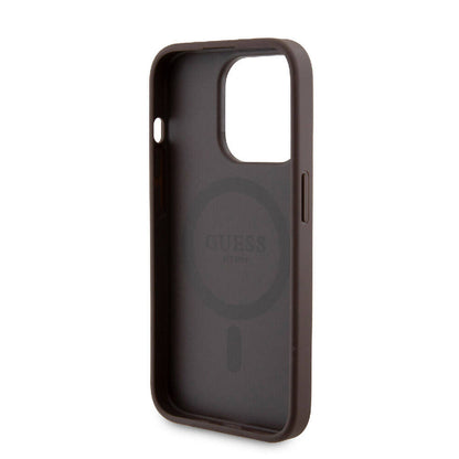 iPhone 14 Pro Kılıf Guess Orjinal Lisanslı M-safe Şarj Özellikli Yazı Logolu 4G Desenli Kapak + Powerbank 5000mAh 2in1 Set