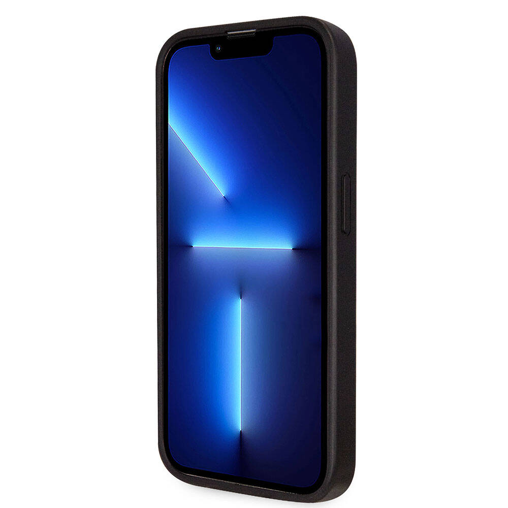 iPhone 14 Pro Kılıf Guess Orjinal Lisanslı PU Deri Taşlı Üçgen Logo 4G Desenli Kapak