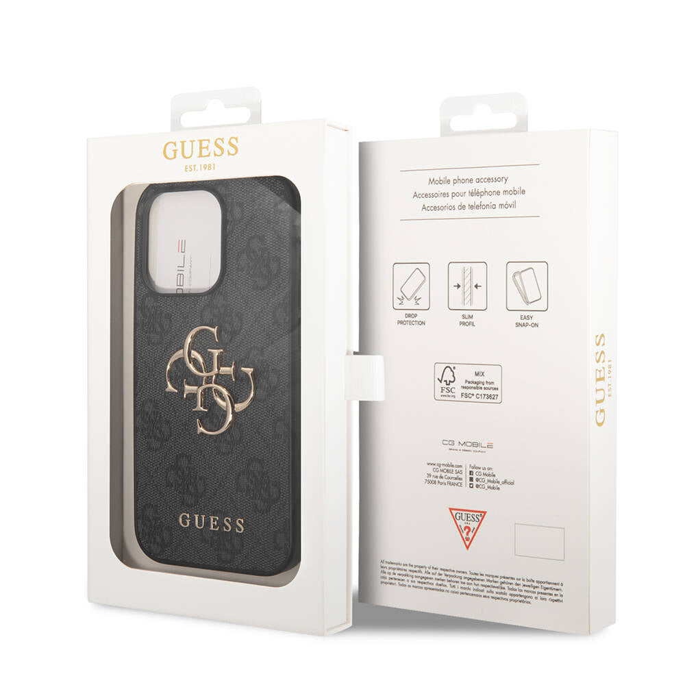 iPhone 14 Pro Kılıf Guess PU Deri Büyük Metal Logo Dizaynlı Kapak