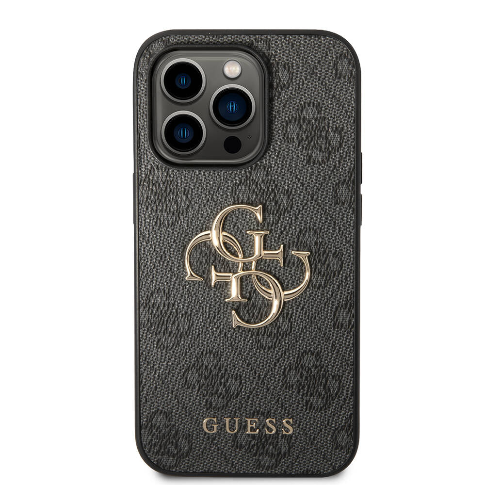 iPhone 14 Pro Kılıf Guess PU Deri Büyük Metal Logo Dizaynlı Kapak