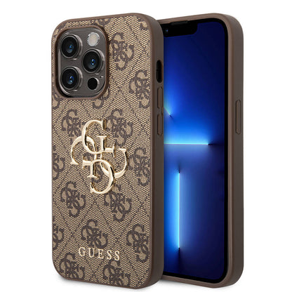 iPhone 14 Pro Kılıf Guess PU Deri Büyük Metal Logo Dizaynlı Kapak