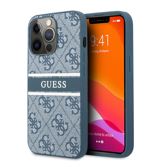 iPhone 14 Pro Kılıf GUESS PU Deri Çizgili Logo Dizaynlı Kapak