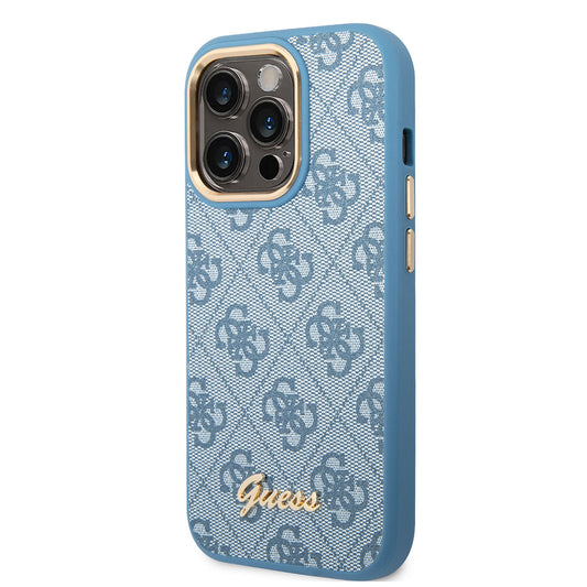 iPhone 14 Pro Kılıf GUESS PU Deri Metal Logo Dizaynlı Kapak