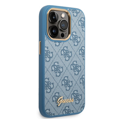 iPhone 14 Pro Kılıf GUESS PU Deri Metal Logo Dizaynlı Kapak