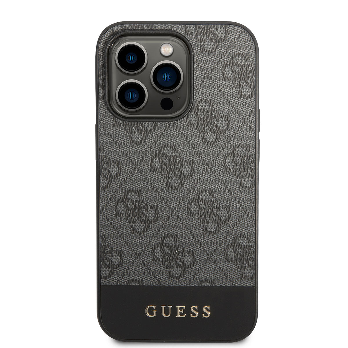 iPhone 14 Pro Kılıf GUESS PU Deri Şerit Logo Dizaynlı Kapak