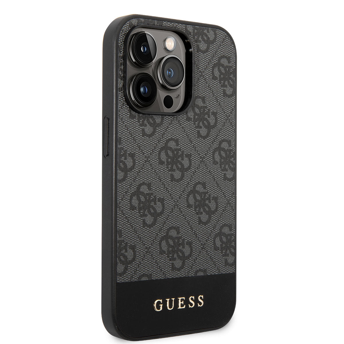 iPhone 14 Pro Kılıf GUESS PU Deri Şerit Logo Dizaynlı Kapak