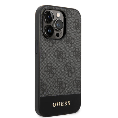 iPhone 14 Pro Kılıf GUESS PU Deri Şerit Logo Dizaynlı Kapak