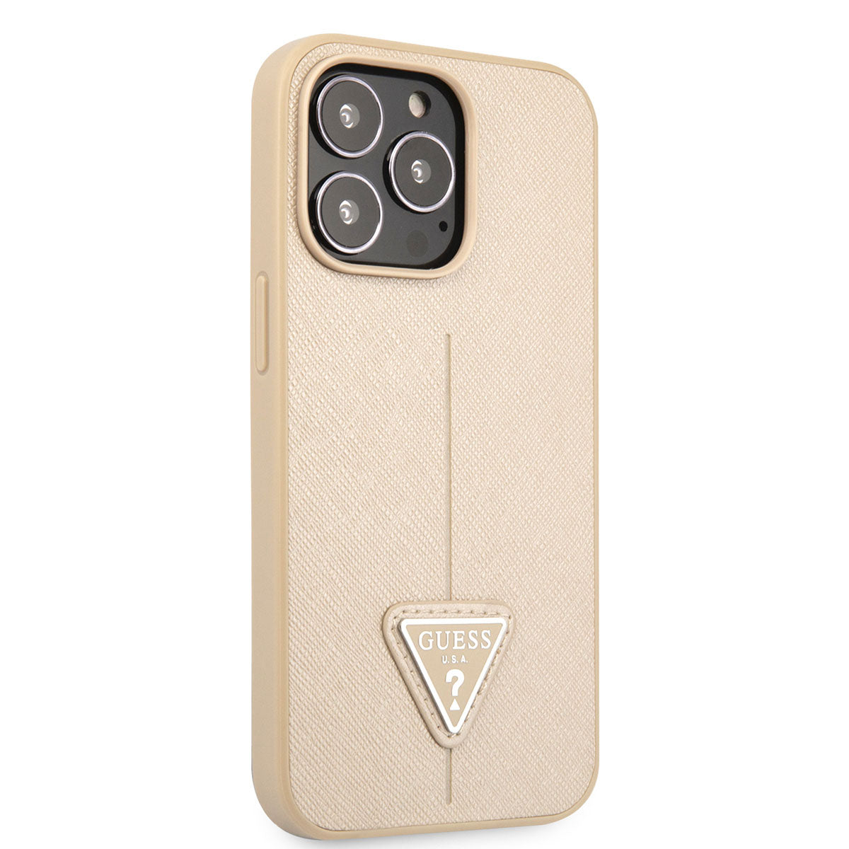 iPhone 14 Pro Kılıf GUESS PU Safran Deri Üçgen Logo Dizayn Kapak