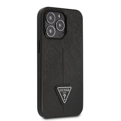 iPhone 14 Pro Kılıf GUESS PU Safran Deri Üçgen Logo Dizayn Kapak