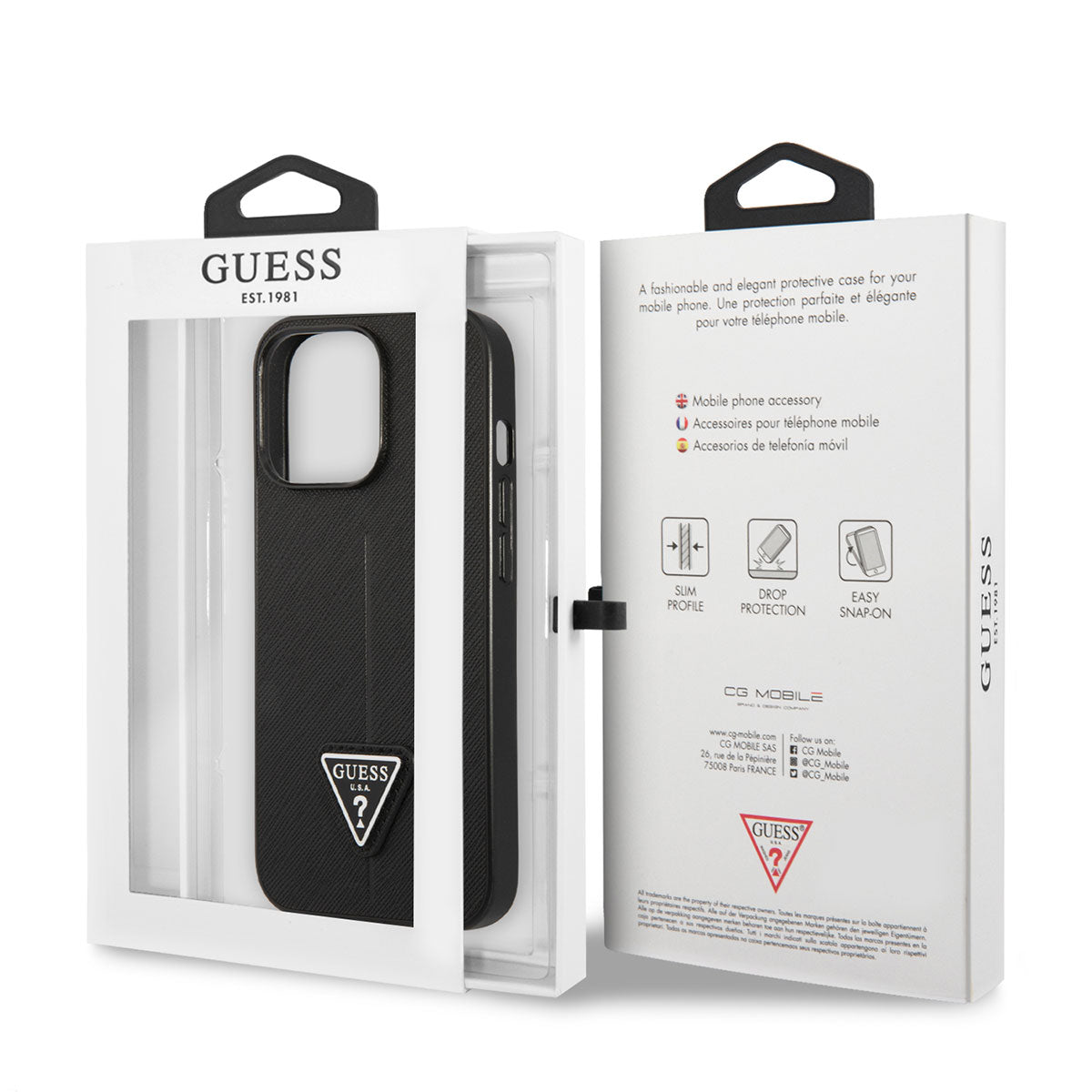 iPhone 14 Pro Kılıf GUESS PU Safran Deri Üçgen Logo Dizayn Kapak