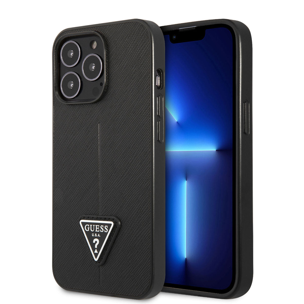 iPhone 14 Pro Kılıf GUESS PU Safran Deri Üçgen Logo Dizayn Kapak