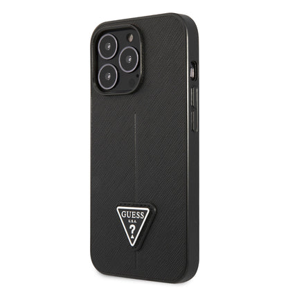 iPhone 14 Pro Kılıf GUESS PU Safran Deri Üçgen Logo Dizayn Kapak