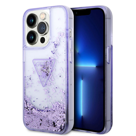 iPhone 14 Pro Kılıf GUESS Transparan Sıvılı Simli Dizayn Kapak