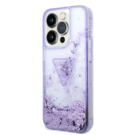 iPhone 14 Pro Kılıf GUESS Transparan Sıvılı Simli Dizayn Kapak