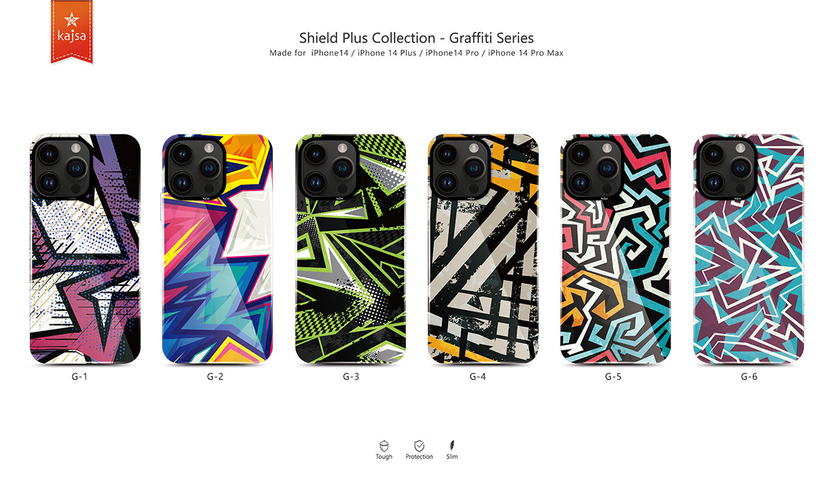 iPhone 14 Pro Kılıf HD Desenli Kajsa Shield Plus Grafiti Serisi Kapak